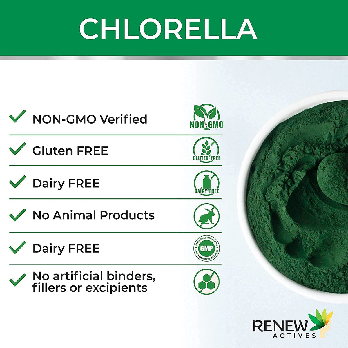 Renew Actives Organic Chlorella Antioxidant and Immune System Suppor
