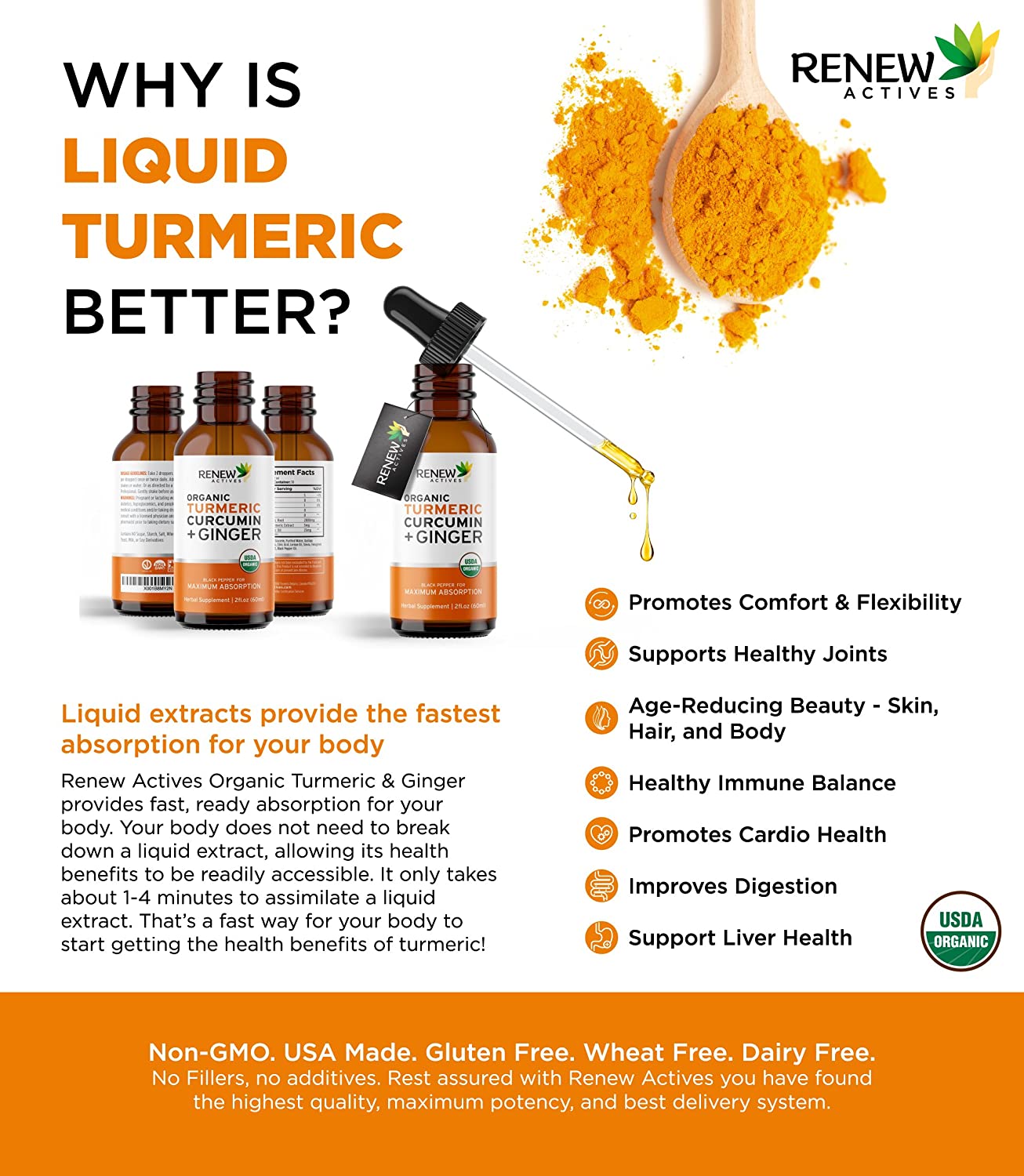 Organic Turmeric Liquid w. Ginger & Lemon Oil