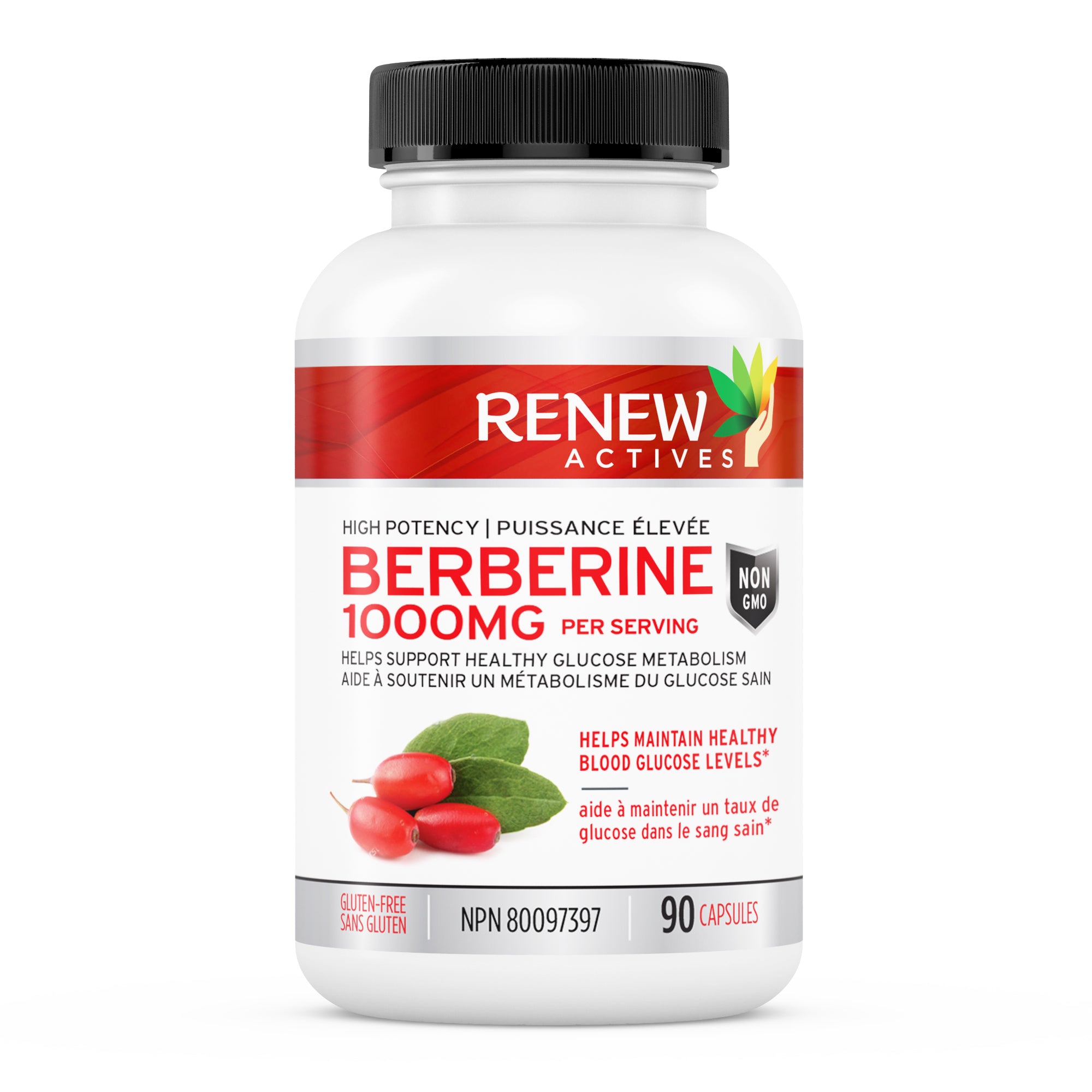 Renew Actives High Potency Berberine:500mg Berberine HCL Supplements