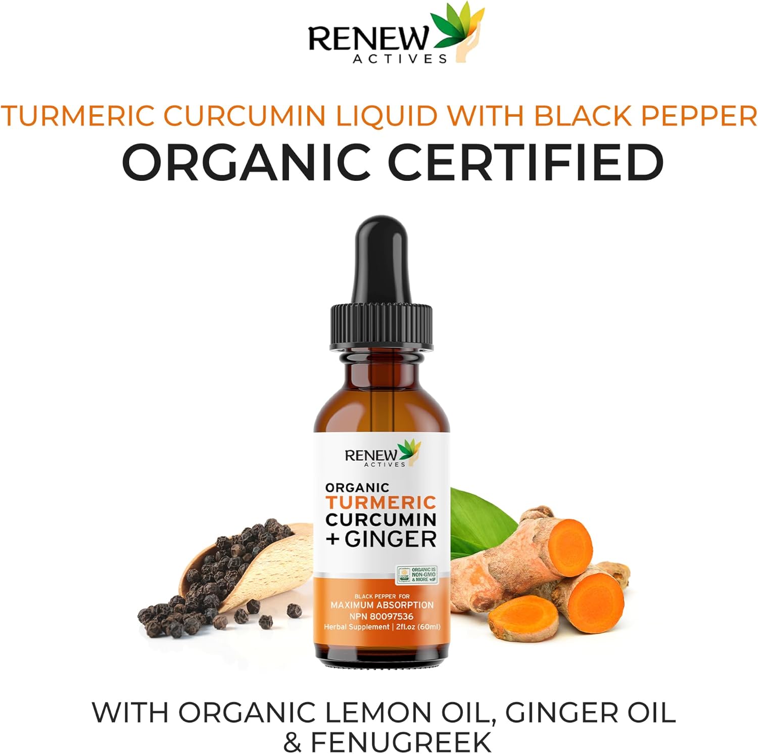 Organic Turmeric Liquid w. Ginger & Lemon Oil