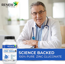 Load image into Gallery viewer, Renew Actives Zinc Supplements 50MG - for Healthy Skin, a Strong Immune System, and Enhanced Hair Growth
