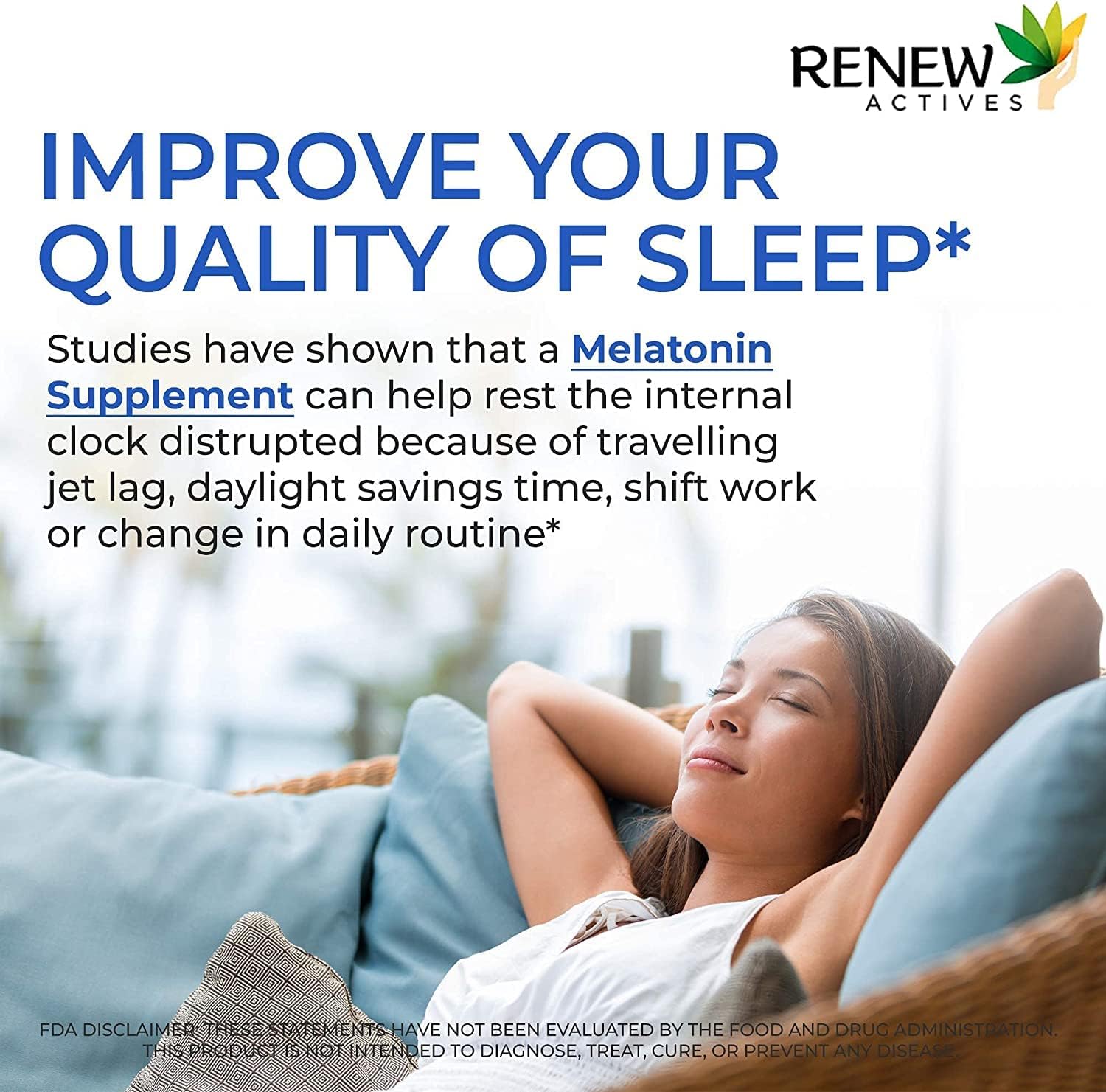 Renew Actives Melatonin with Magnesium Supplement: Magnesium Sleep Aid Vitamins with 10mg of Melatonin