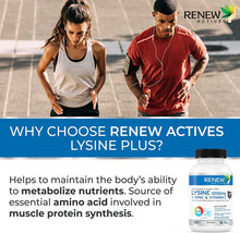 Load image into Gallery viewer, Renew Actives Maximum Strength L-Lysine 1000mg Capsules w. Zinc &amp; Vitamin C (Rare) - Collagen for Hair, Skin &amp; Nails
