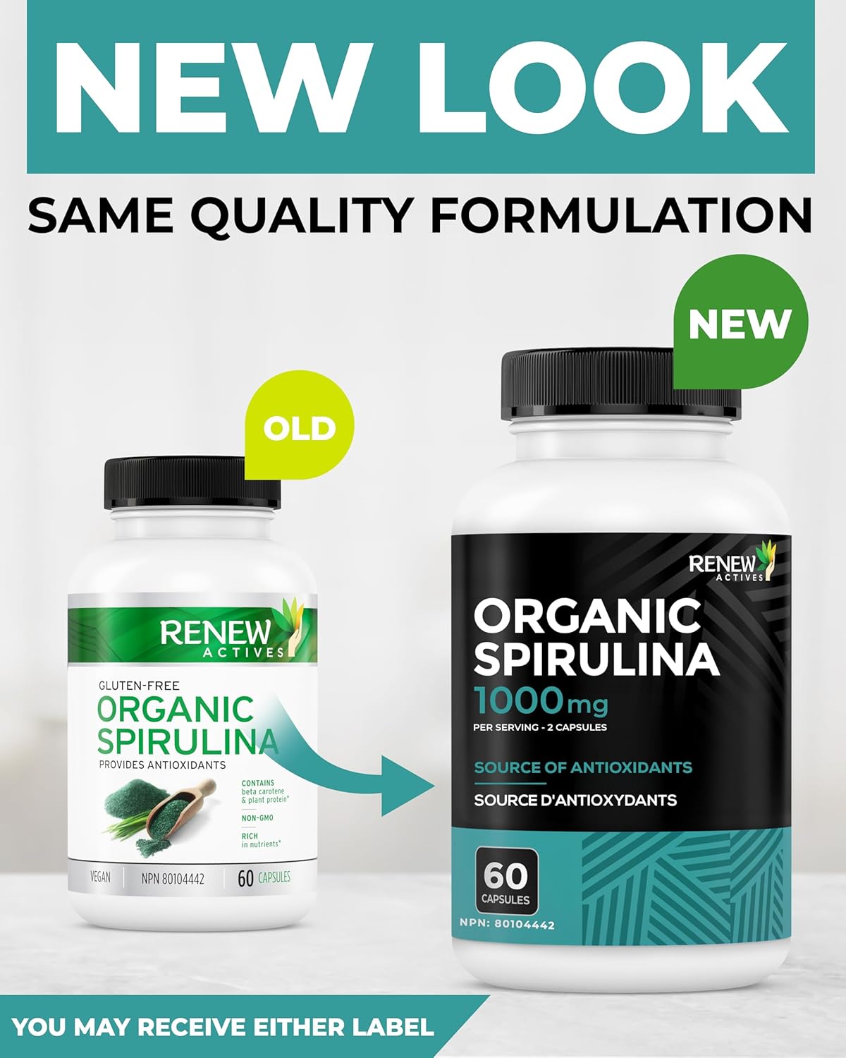 Renew Actives Maximum Strength Spirulina Tablets – Supports Immune System, Heart, Cells and Energy