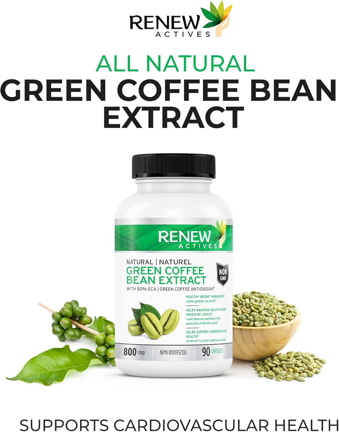 Green Coffee Bean Extract 800mg Capsules - 50% GCA to Boost Metabolism and Energy