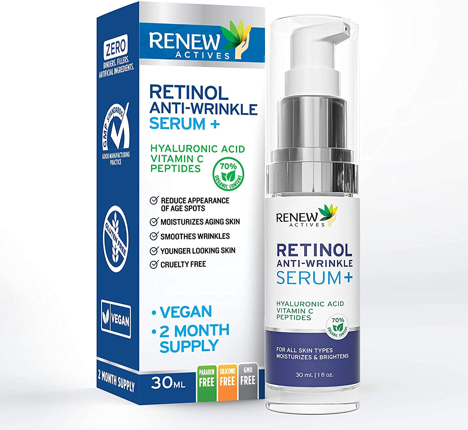 Pure 1% Retinol Serum for Face with Hyaluronic Acid & Vitamin C