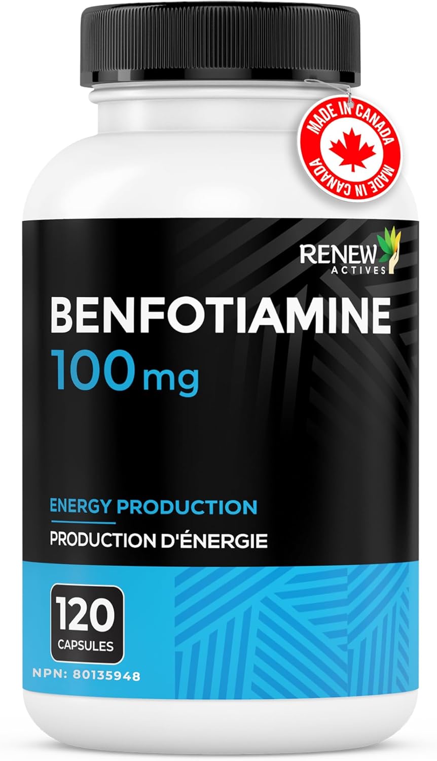 Renew Actives Benfotiamine 100mg – High Absorption Vitamin B1 for Energy & Nerve Support – 120 Capsules