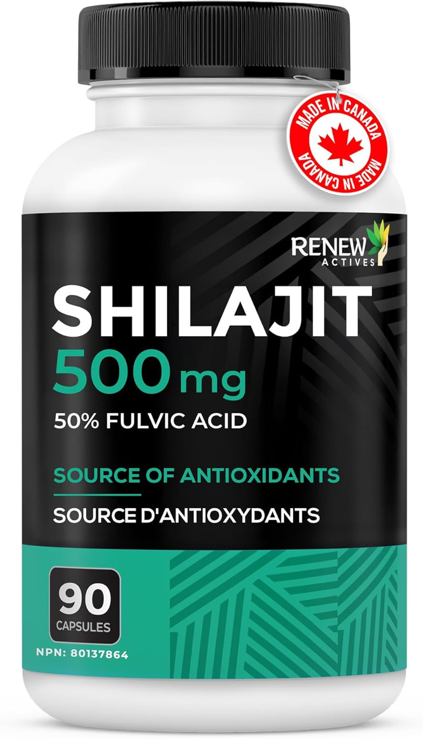 Renew Actives – Premium Shilajit Supplement – Supports Testosterone & Vitality – 90 Capsules