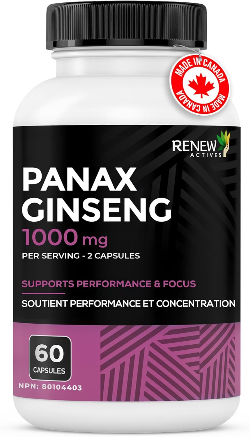 Renew Actives Panax Ginseng Supplement 500mg - Help Boost Energy, Performance & Cognitive Function