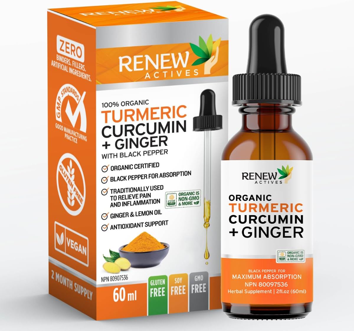 Organic Turmeric Liquid w. Ginger & Lemon Oil