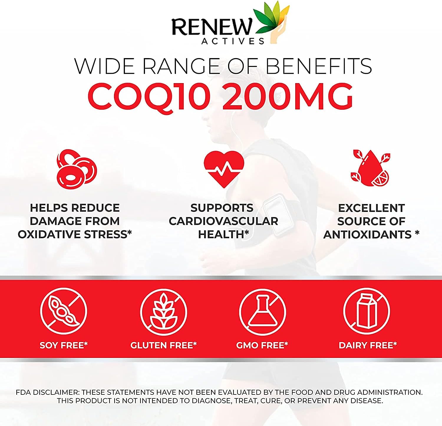 Renew Actives CoQ10 Ubiquinone Supplement 200Mg CoenzymeQ10 - for Cardiovascular,Neurological, & Immune System