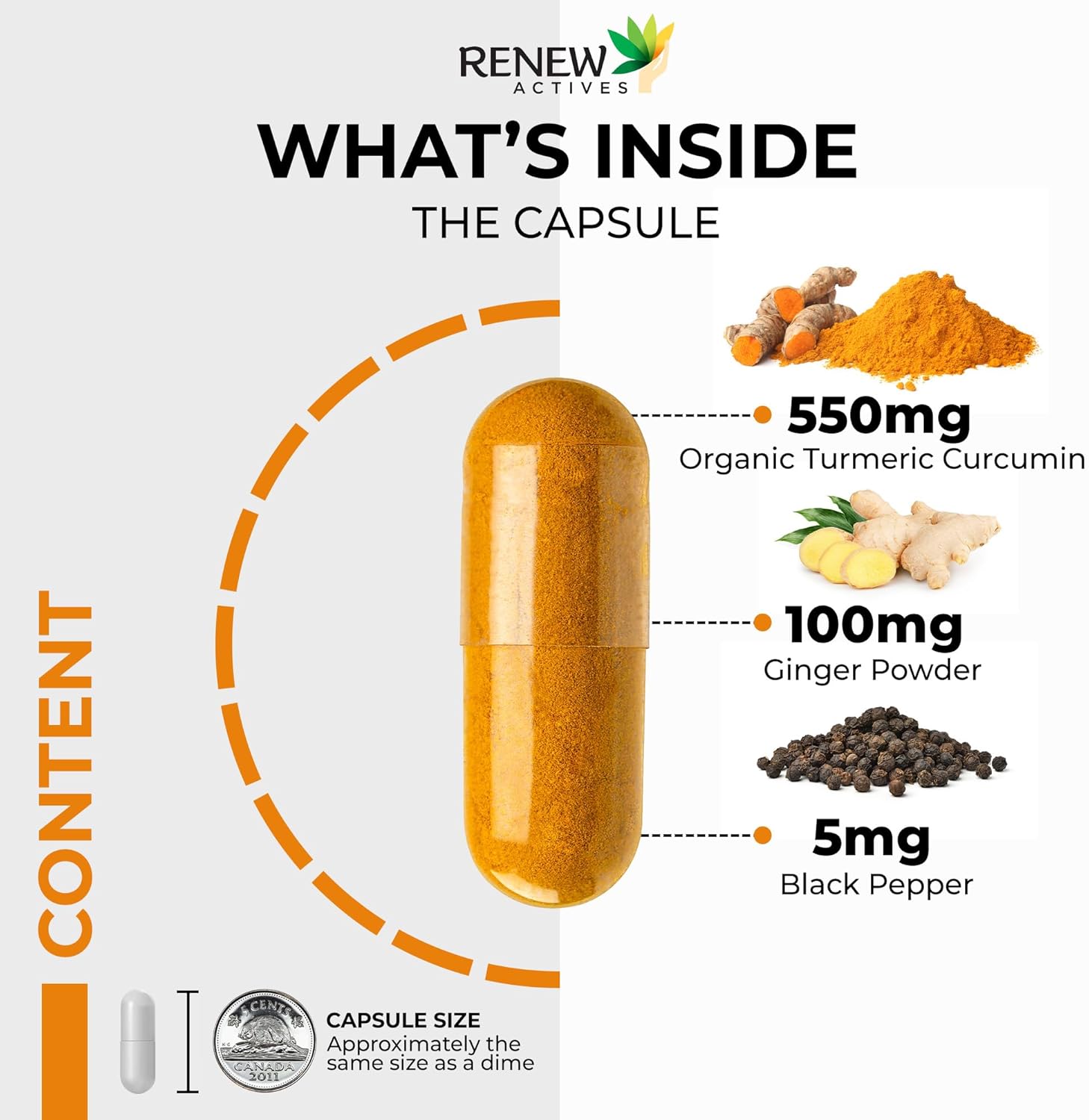 Organic Turmeric W. Ginger & Black Pepper - 60 Capsules