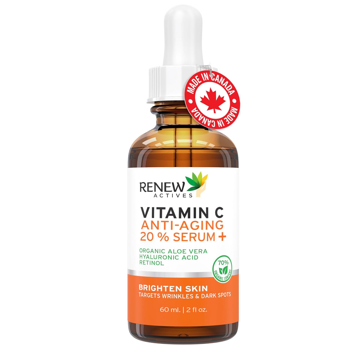 Renew Actives Vitamin C Serum – Anti-Aging Serum with Vitamin C, Hyaluronic Acid & Retinol – 2 fl oz Bottle
