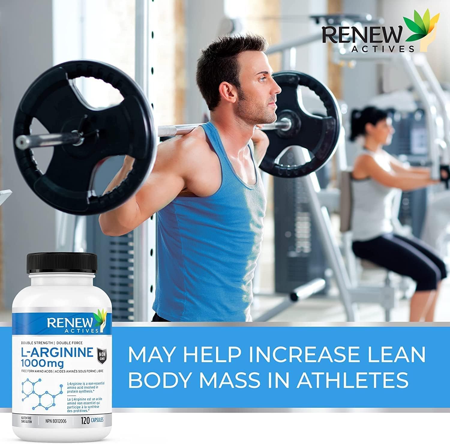 Renew Actives L-Arginine 1000mg, 120 Count, Pre Workout Amino Energy Supplement, for Muscle Recovery & Metabolism Booster