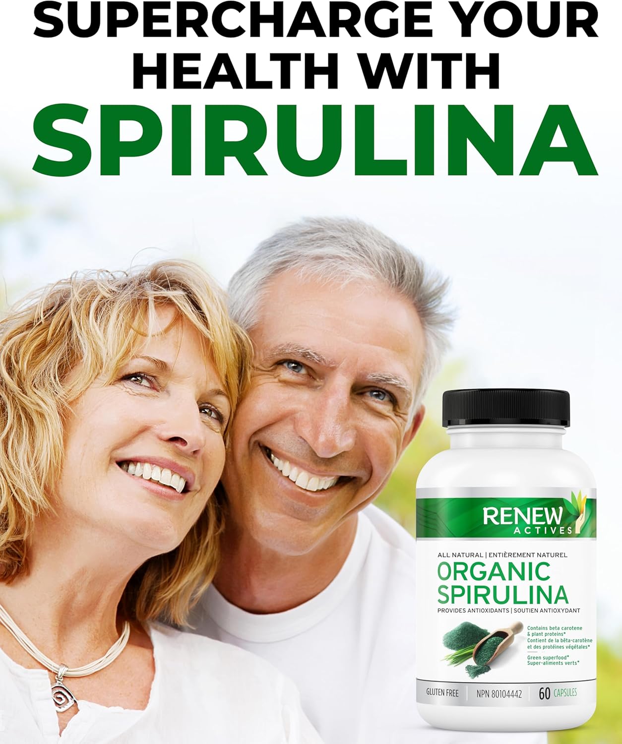 Renew Actives Maximum Strength Spirulina Tablets – Supports Immune System, Heart, Cells and Energy
