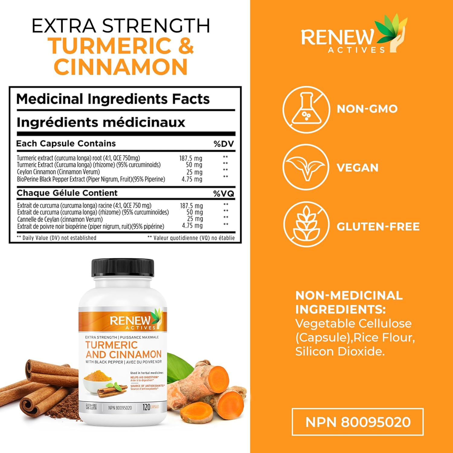 Turmeric Curcumin & Cinnamon - 120 Capsules