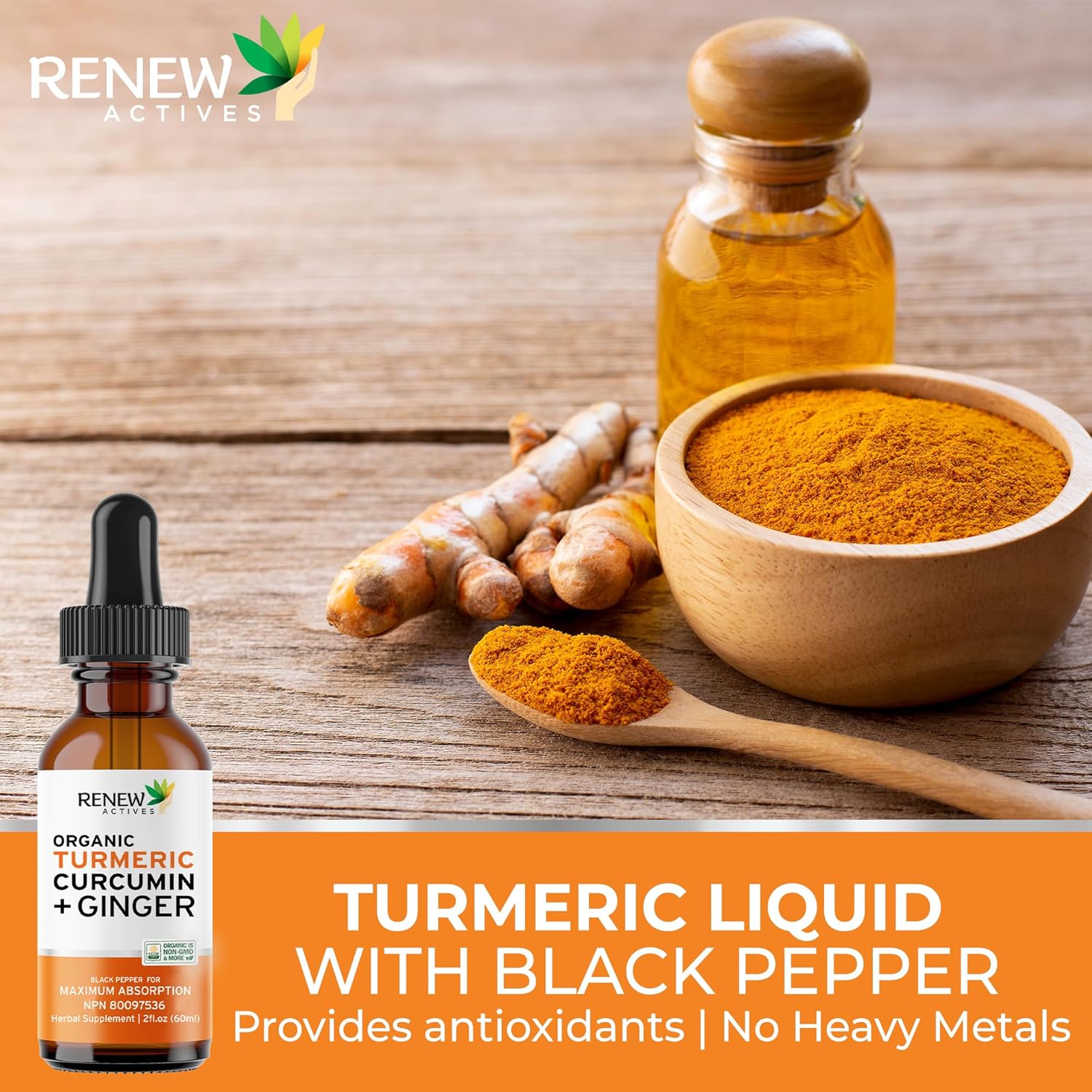 Organic Turmeric Liquid w. Ginger & Lemon Oil