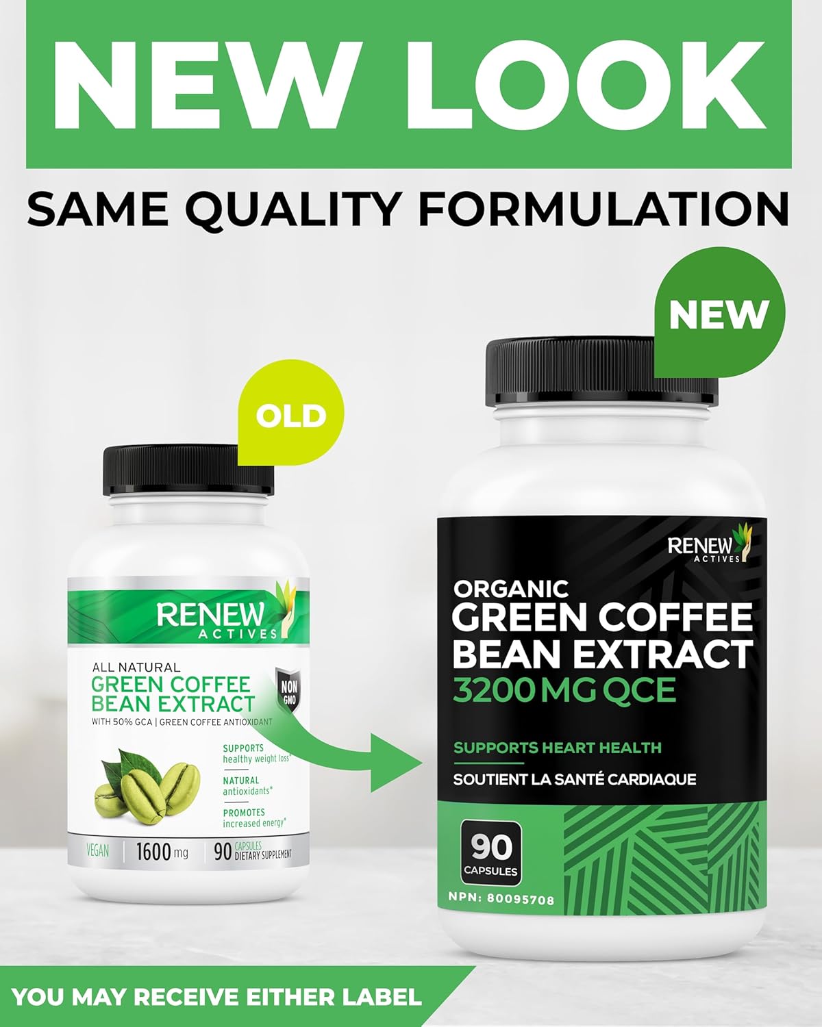 Green Coffee Bean Extract 800mg Capsules - 50% GCA to Boost Metabolism and Energy