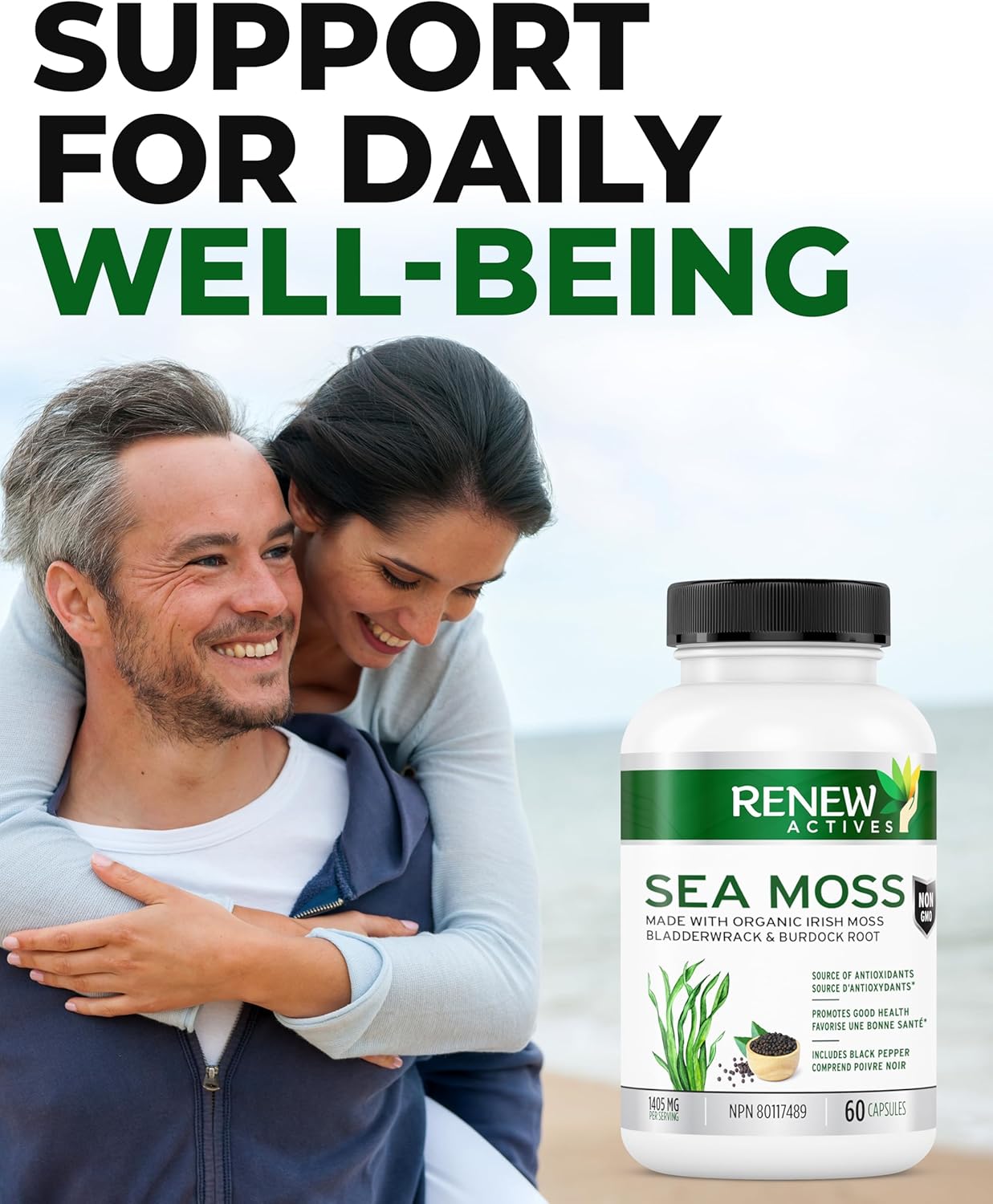 Renew Actives Sea Moss Capsules - Powerful Triple-Action Antioxidant Seamoss Pills with BioPerine®