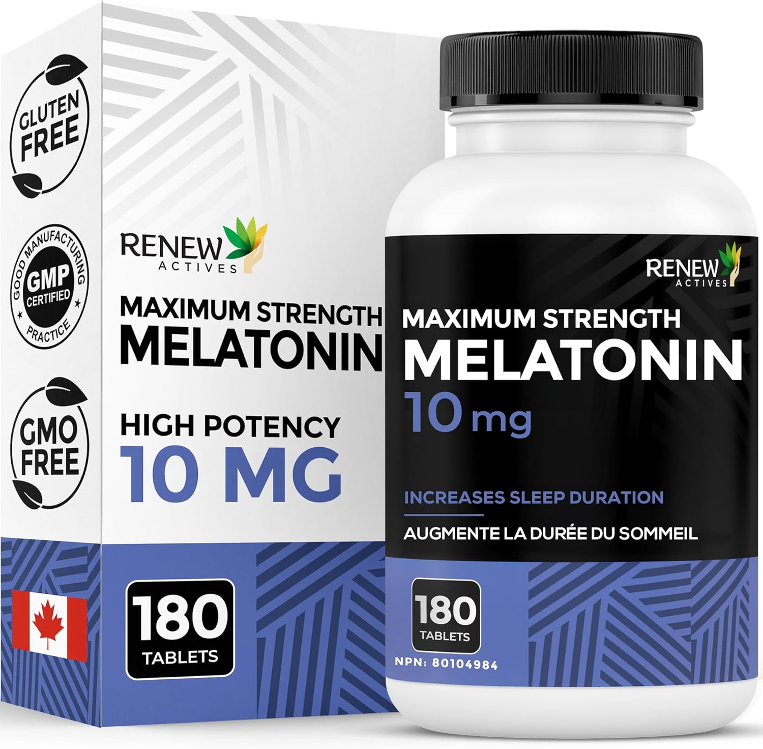 Renew Actives Melatonin with Magnesium Supplement: Magnesium Sleep Aid Vitamins with 10mg of Melatonin