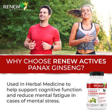 Load image into Gallery viewer, Renew Actives Panax Ginseng Supplement 500mg - Help Boost Energy, Performance &amp; Cognitive Function
