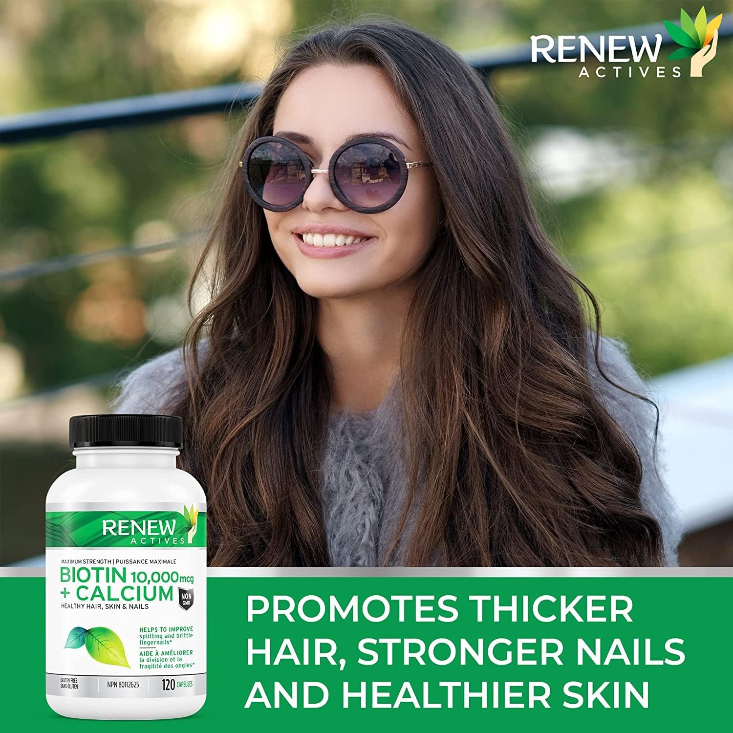 Renew Actives Biotin & Calcium 10000mcg Supplement! Potent Biotin for Healthy Hair Skin & Nails