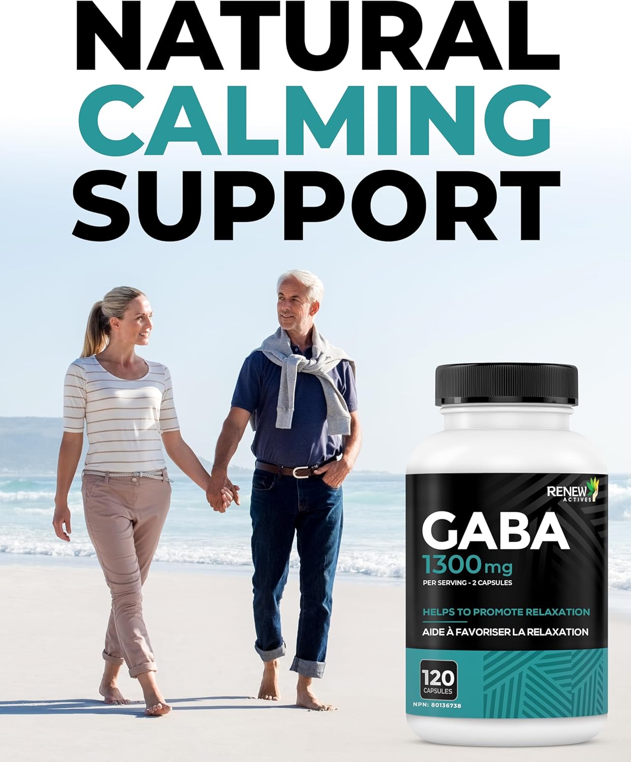 Renew Actives Gaba 1300mg – Calm, Relaxation & Sleep Support – 120 Capsules