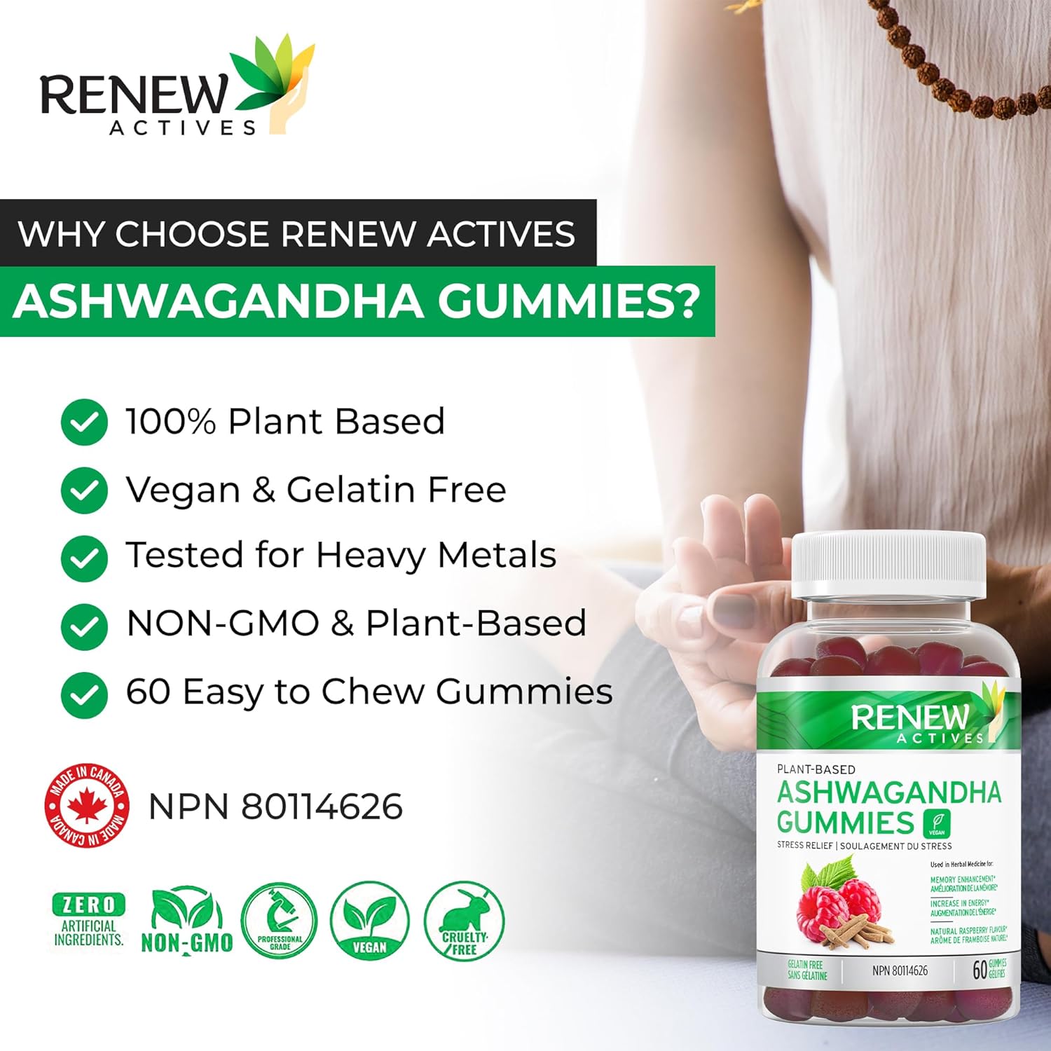 Renew Actives Ashwagandha Gummies, 1500mg, Restore Relaxation, Renew Your Energy