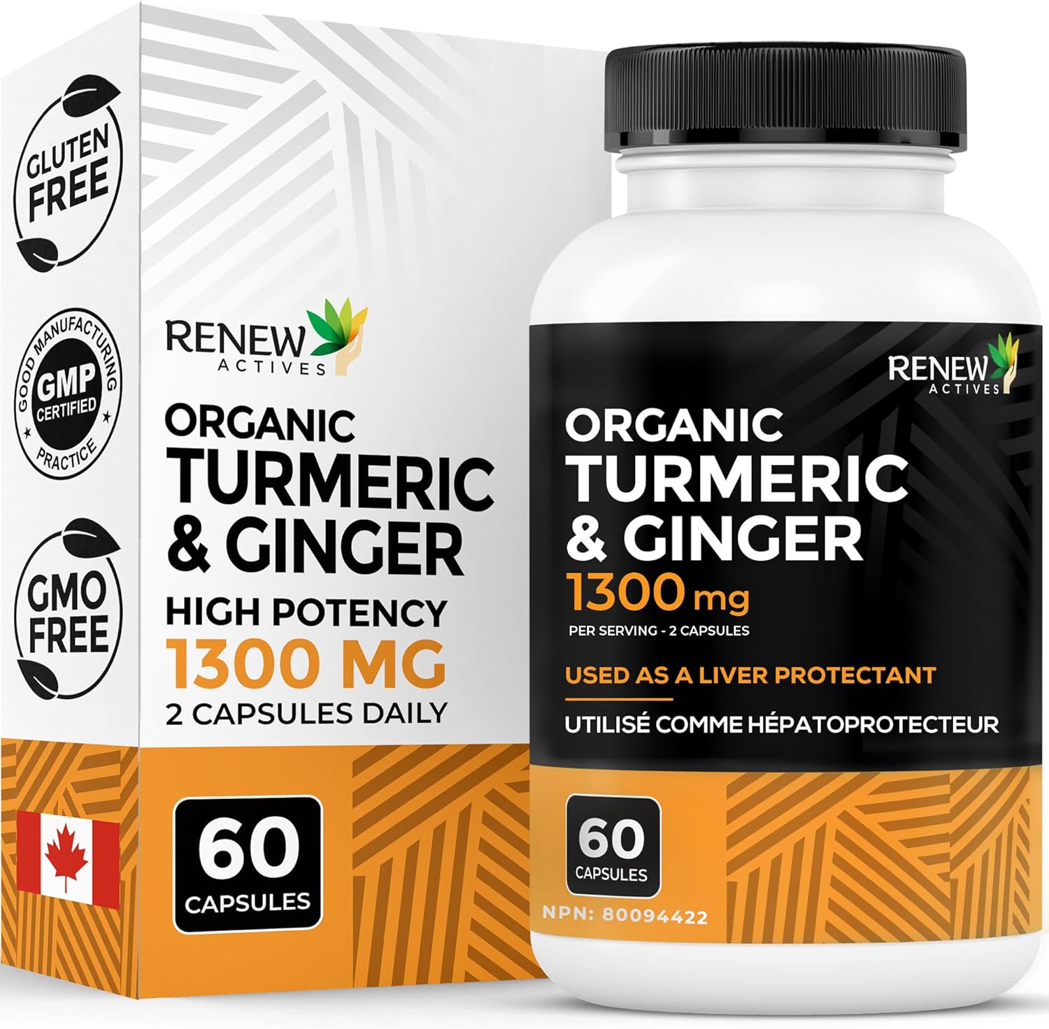 Organic Turmeric W. Ginger & Black Pepper - 60 Capsules