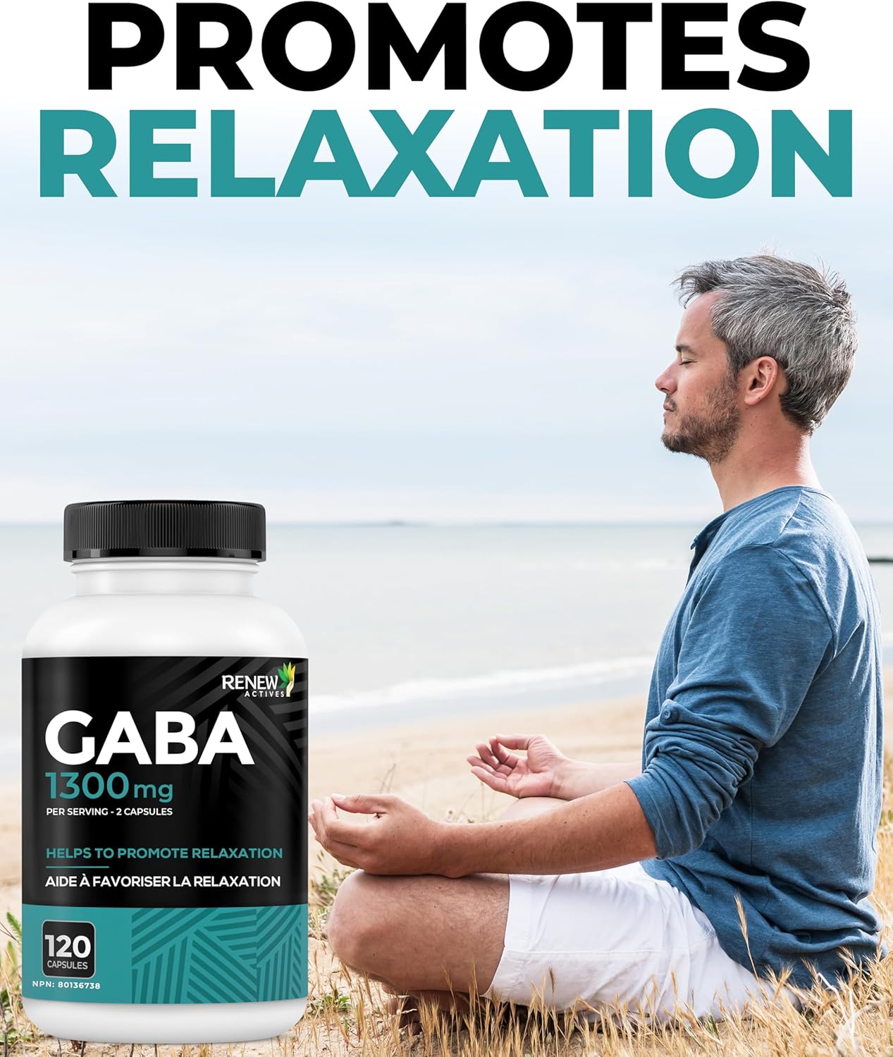 Renew Actives Gaba 1300mg – Calm, Relaxation & Sleep Support – 120 Capsules