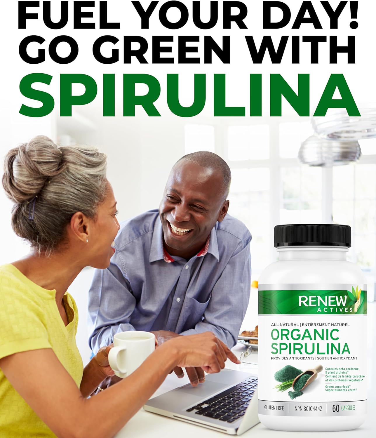 Renew Actives Maximum Strength Spirulina Tablets – Supports Immune System, Heart, Cells and Energy
