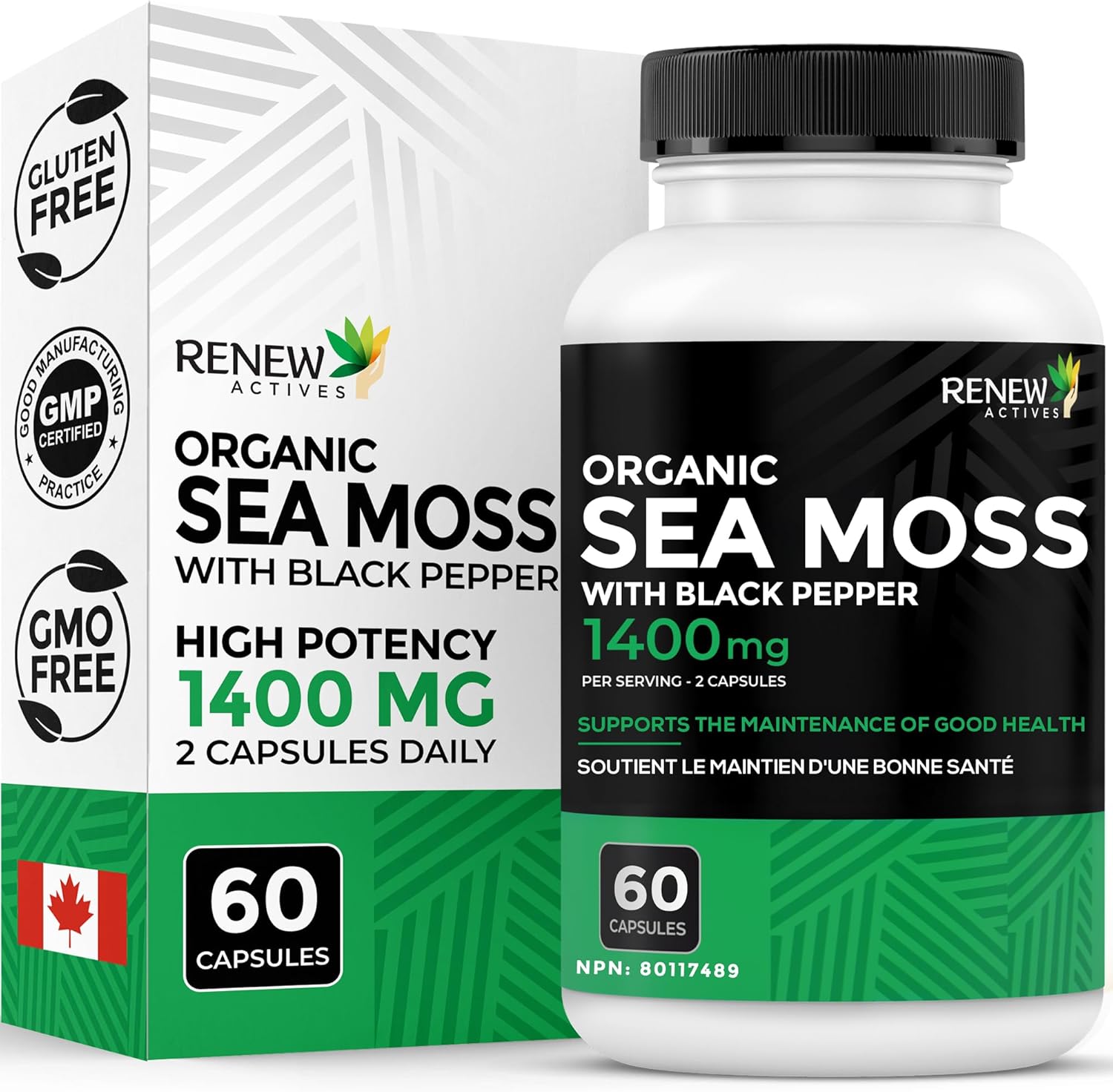 Renew Actives Sea Moss Capsules - Powerful Triple-Action Antioxidant Seamoss Pills with BioPerine®