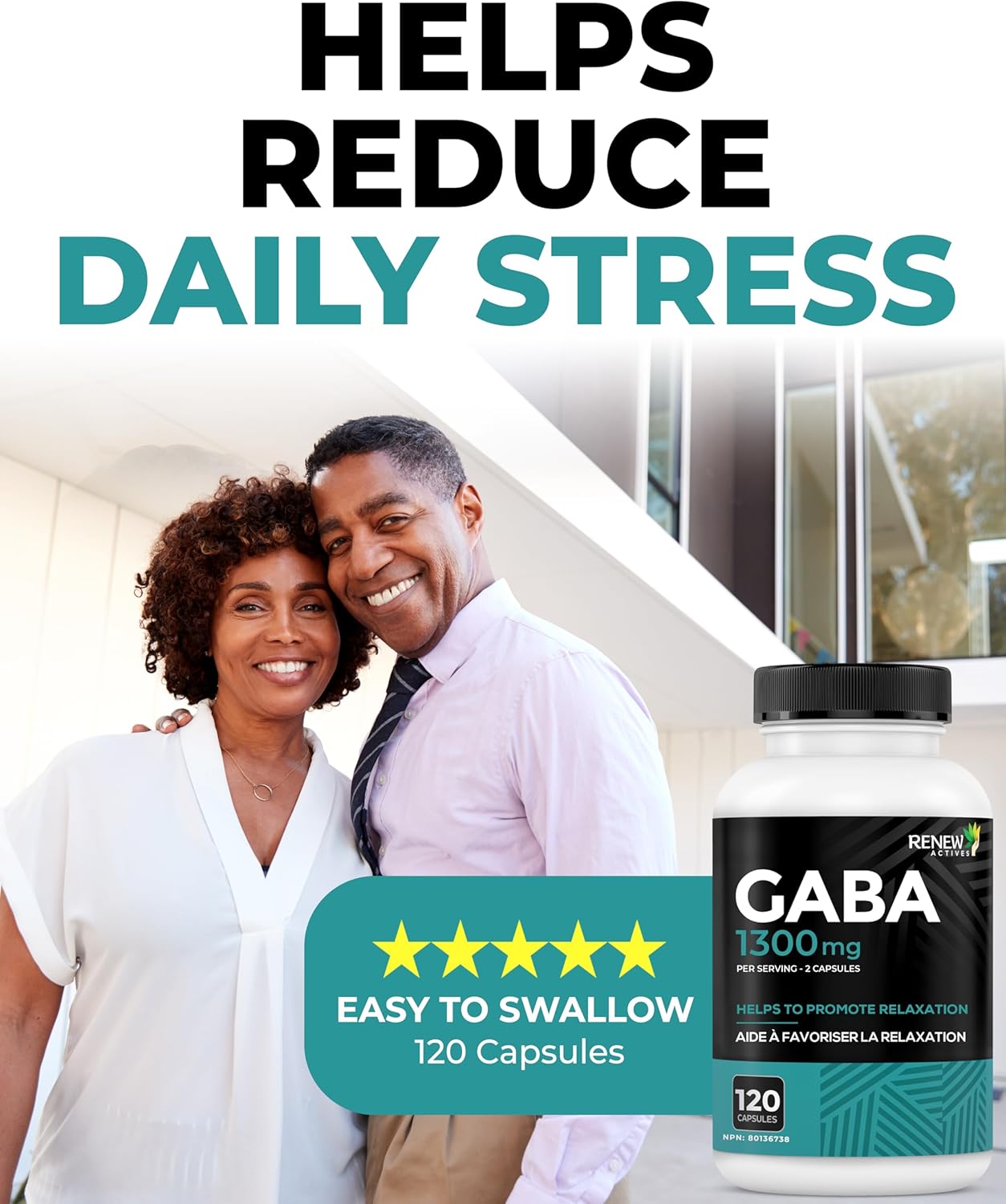 Renew Actives Gaba 1300mg – Calm, Relaxation & Sleep Support – 120 Capsules