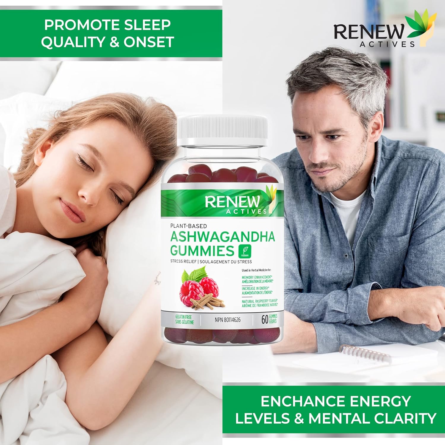 Renew Actives Ashwagandha Gummies, 1500mg, Restore Relaxation, Renew Your Energy