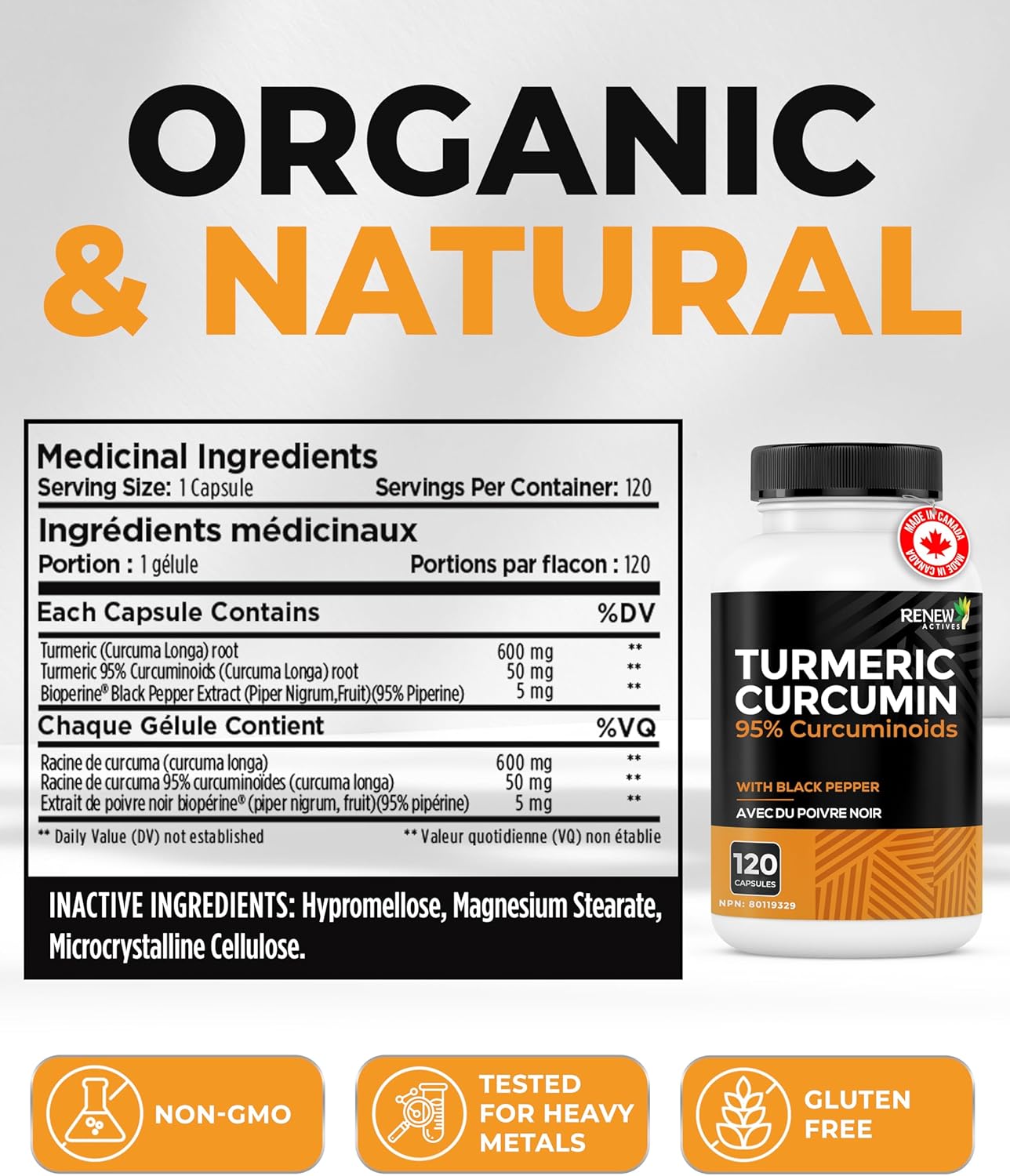 Turmeric Curcurmin & Black Pepper - 120 Capsules
