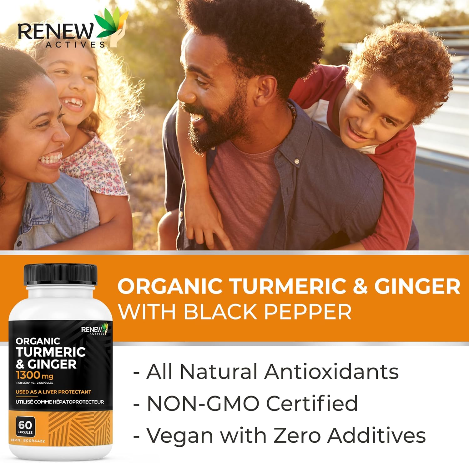 Organic Turmeric W. Ginger & Black Pepper - 60 Capsules
