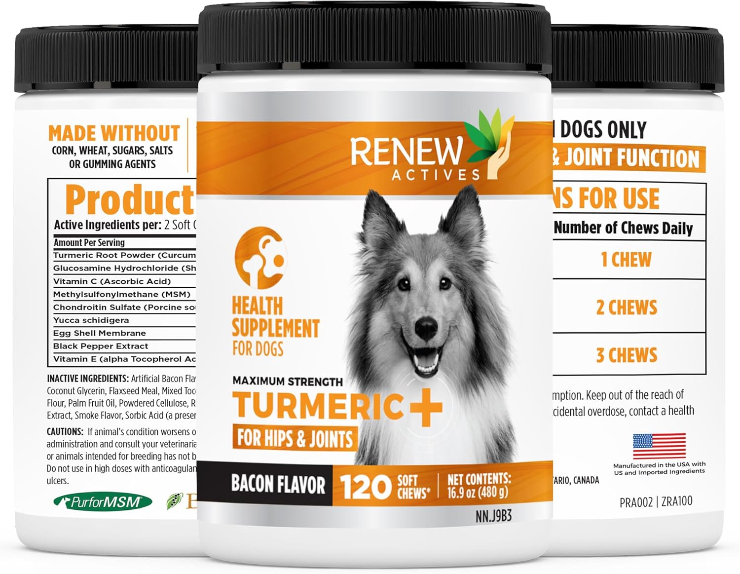 Organic Turmeric Joint Supplement for Dogs - 120 Soft Chews