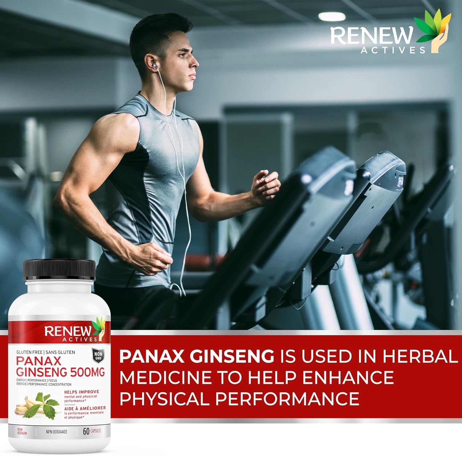 Renew Actives Panax Ginseng Supplement 500mg - Help Boost Energy, Performance & Cognitive Function