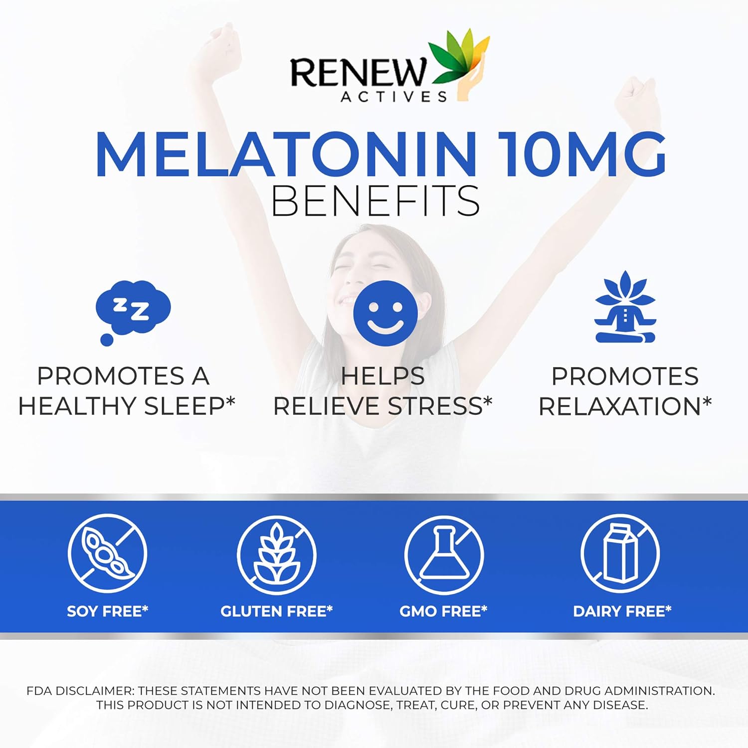 Renew Actives Melatonin with Magnesium Supplement: Magnesium Sleep Aid Vitamins with 10mg of Melatonin