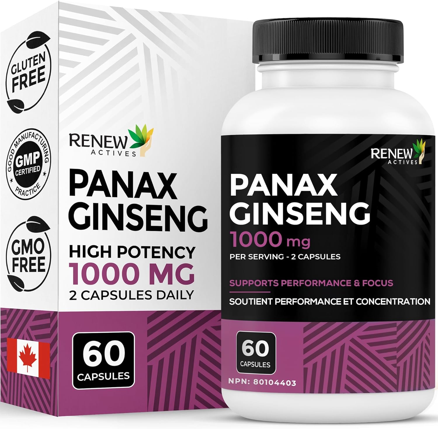 Renew Actives Panax Ginseng Supplement 500mg - Help Boost Energy, Performance & Cognitive Function