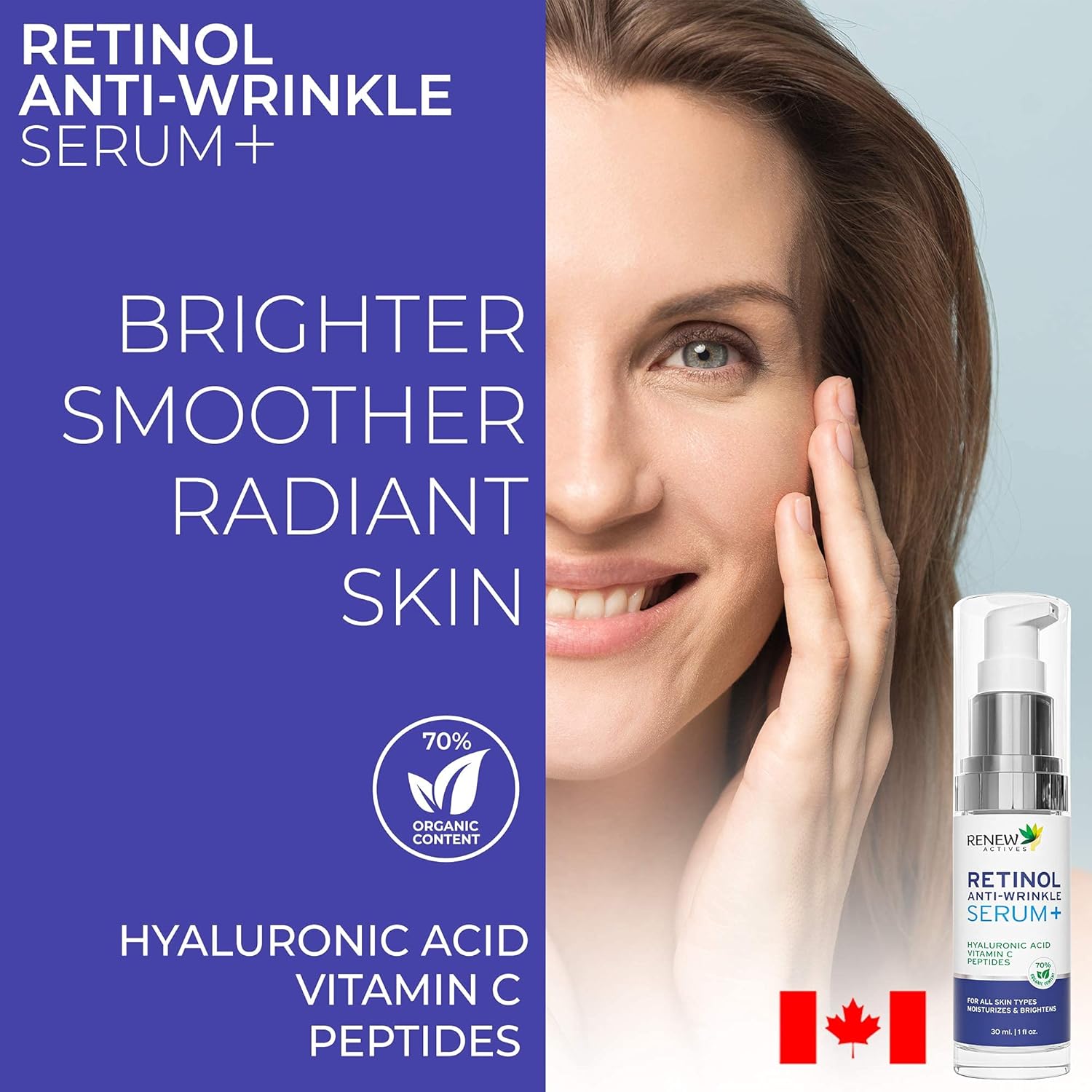 Pure 1% Retinol Serum for Face with Hyaluronic Acid & Vitamin C