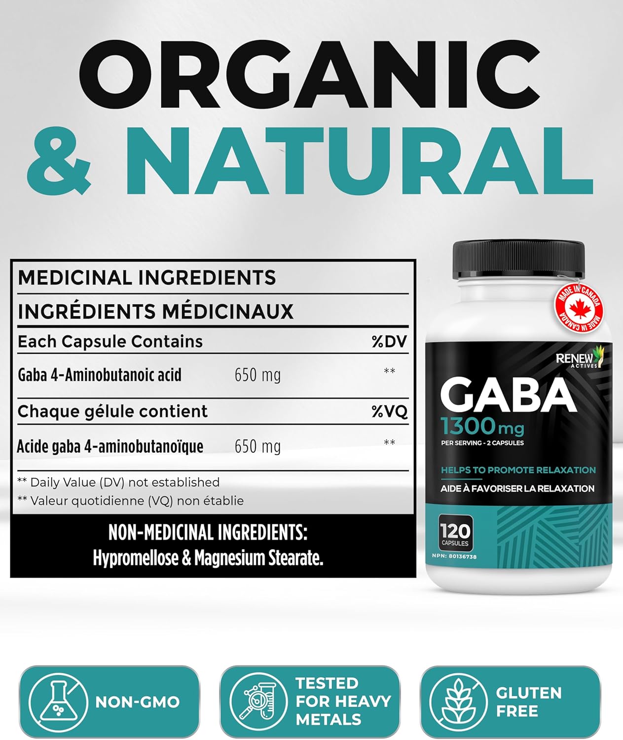 Renew Actives Gaba 1300mg – Calm, Relaxation & Sleep Support – 120 Capsules