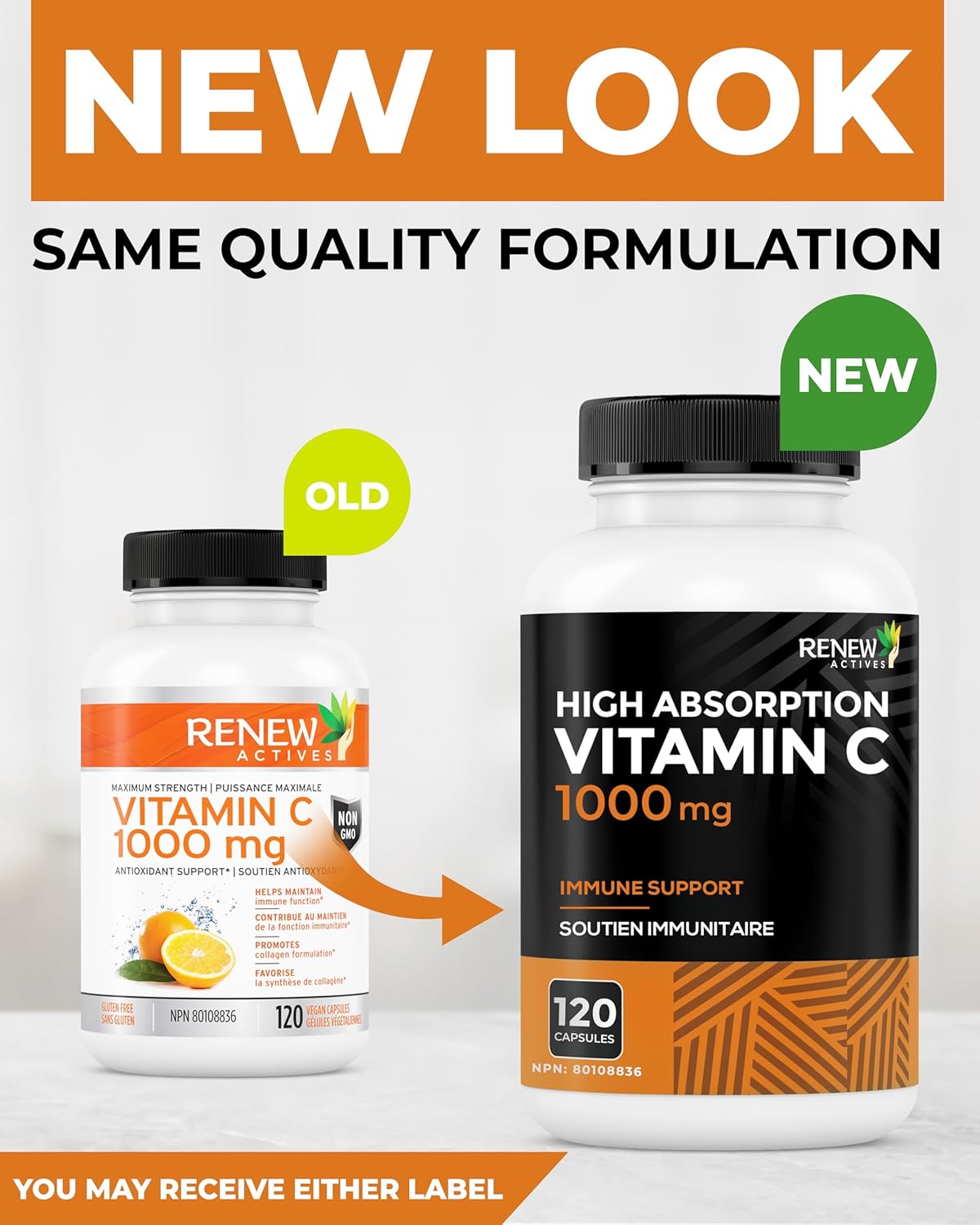 Renew Actives New Maximum Strength Vitamin C 1000MG Supplement - Antioxidant & Immune Booster