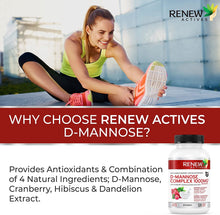 Load image into Gallery viewer, Renew Actives HIGH Potency D-Mannose &amp; Cranberry Complex 1000MG – Urinary Tract Support!
