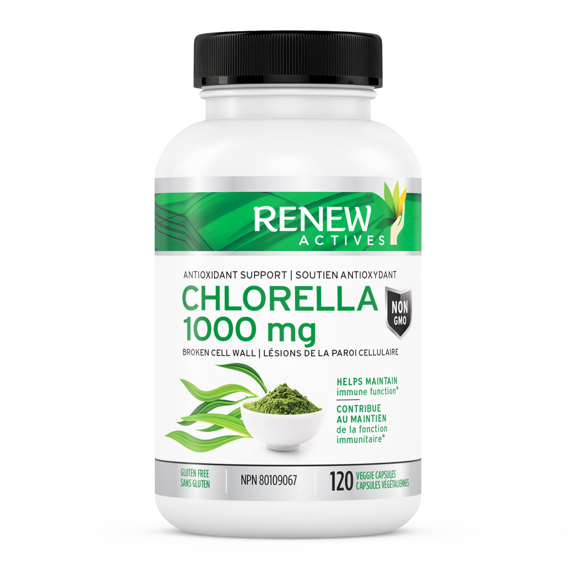 Renew Actives Organic Chlorella - Antioxidant and Immune System Support - 120 Vegan Capsules.
