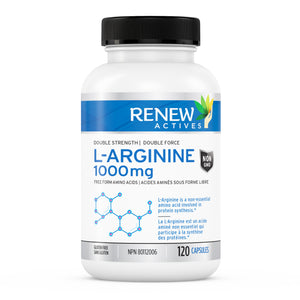 Renew Actives L-Arginine 1000mg, 120 Count, Pre Workout Amino Energy Supplement, for Muscle Recovery & Metabolism Booster
