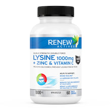 Load image into Gallery viewer, Renew Actives Maximum Strength L-Lysine 1000mg Capsules w. Zinc &amp; Vitamin C (Rare) - Collagen for Hair, Skin &amp; Nails

