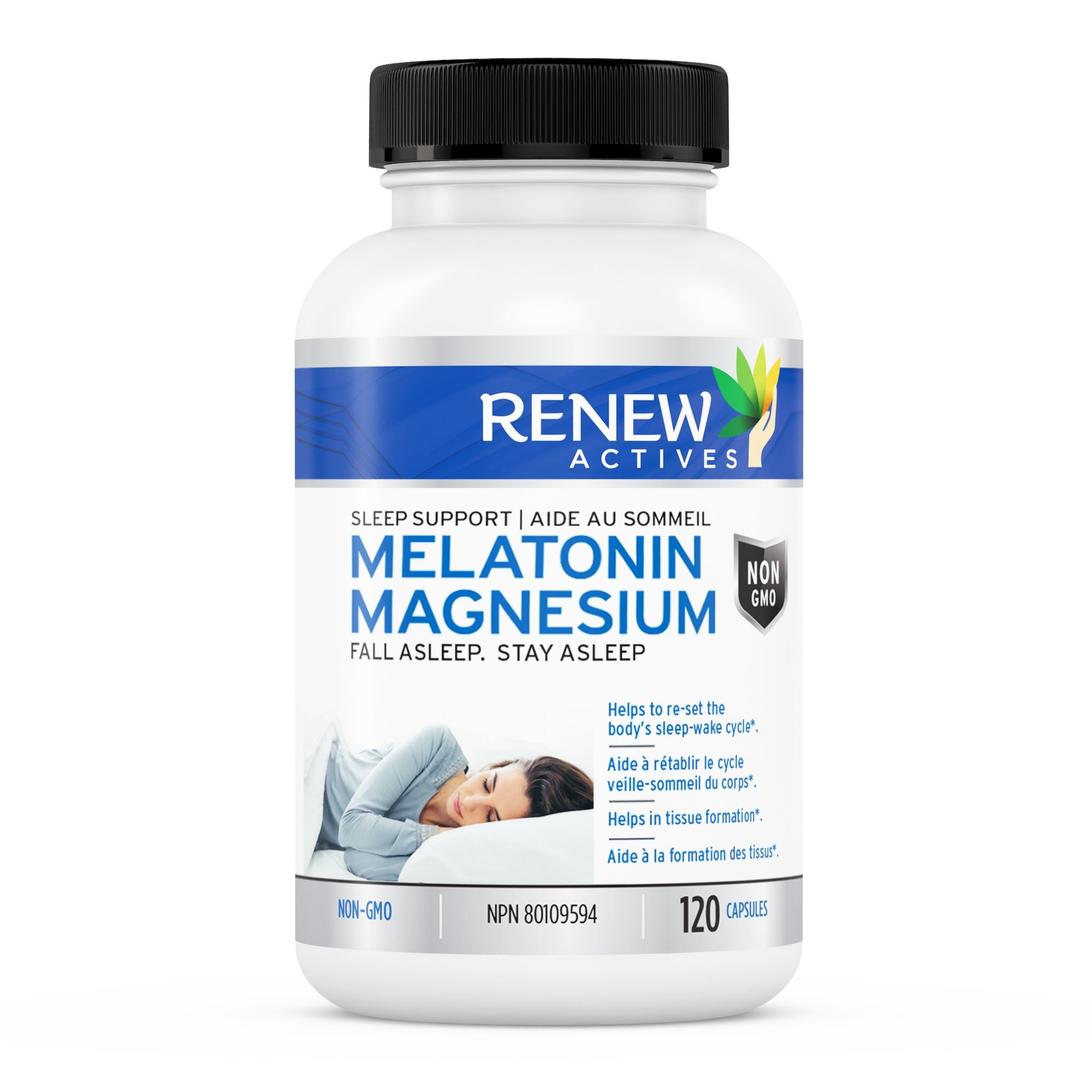 Renew Actives Melatonin with Magnesium Supplement: Magnesium Sleep Aid Vitamins with 10mg of Melatonin