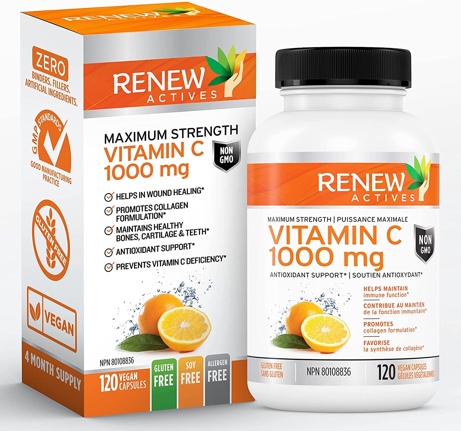 Renew Actives New Maximum Strength Vitamin C 1000MG Supplement - Antioxidant & Immune Booster