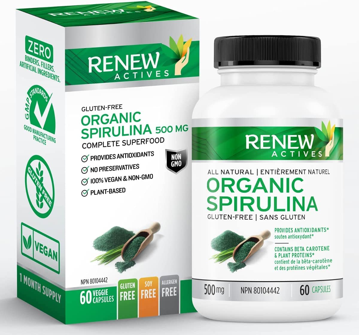 Renew Actives Maximum Strength Spirulina Tablets – Supports Immune System, Heart, Cells and Energy